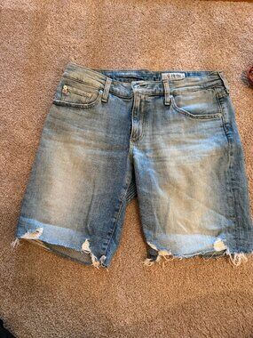 AG Adriano Goldschmied light wash long denim shorts The Nikki